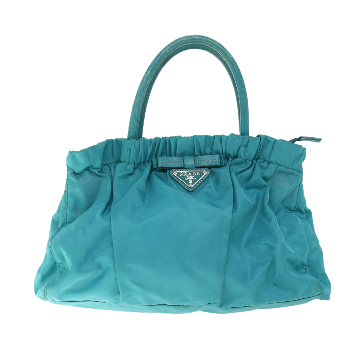 PRADA Hand Bag Nylon 2way Turquoise Blue Auth ep3391