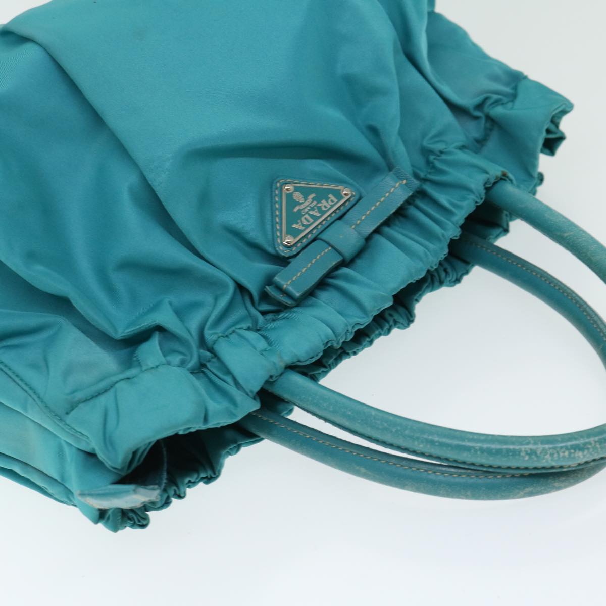 PRADA Hand Bag Nylon 2way Turquoise Blue Auth ep3391