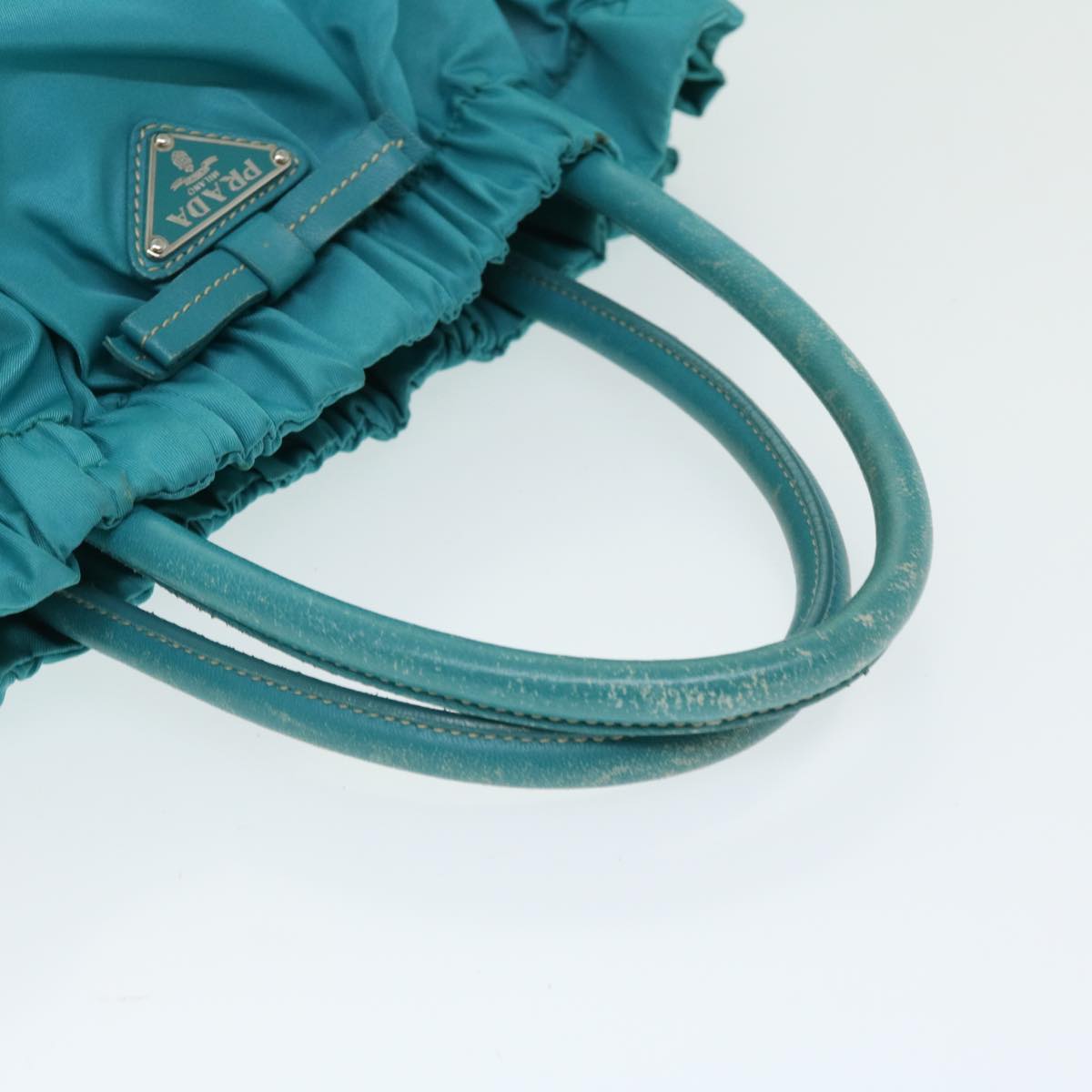 PRADA Hand Bag Nylon 2way Turquoise Blue Auth ep3391