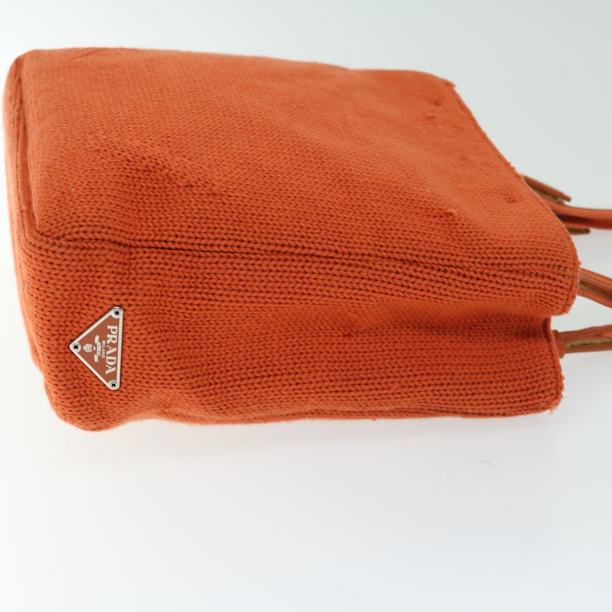 PRADA Hand Bag Wool Orange Auth ep3393