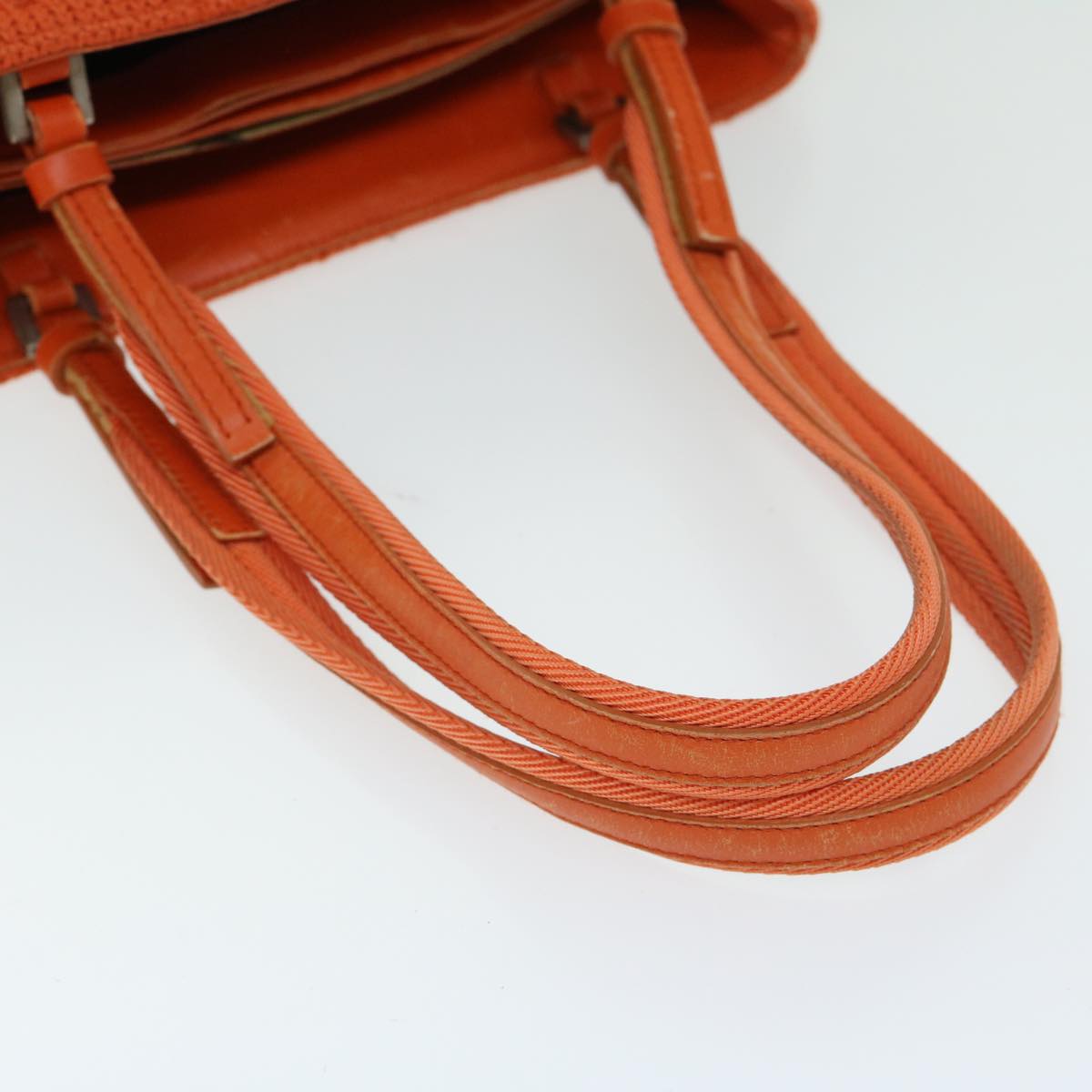 PRADA Hand Bag Wool Orange Auth ep3393