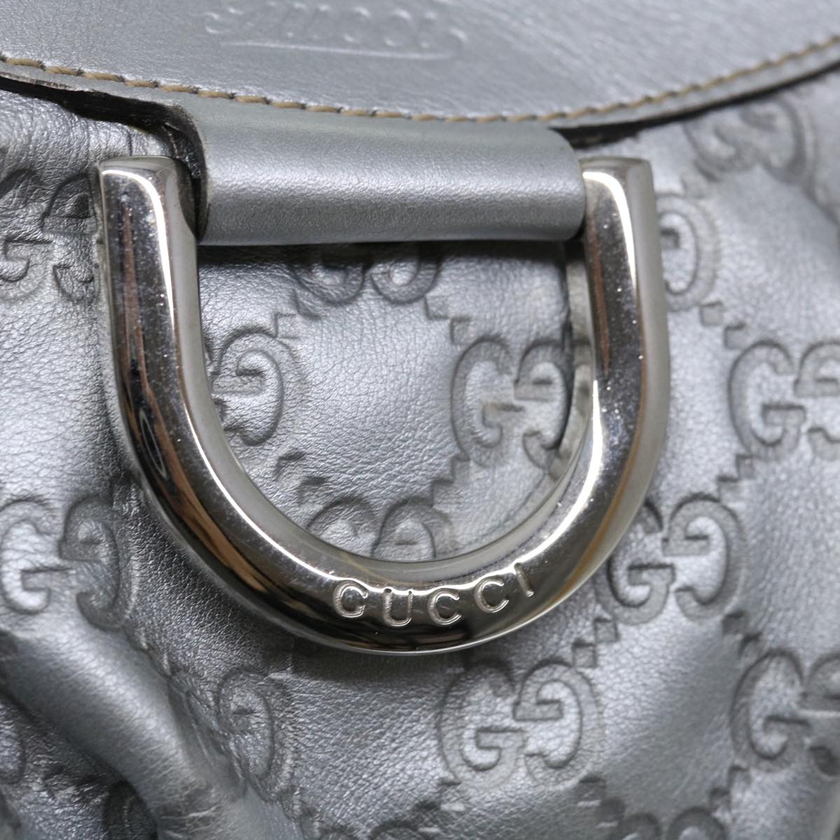 GUCCI GG Canvas Guccissima Hand Bag Silver 190525 Auth ep3397