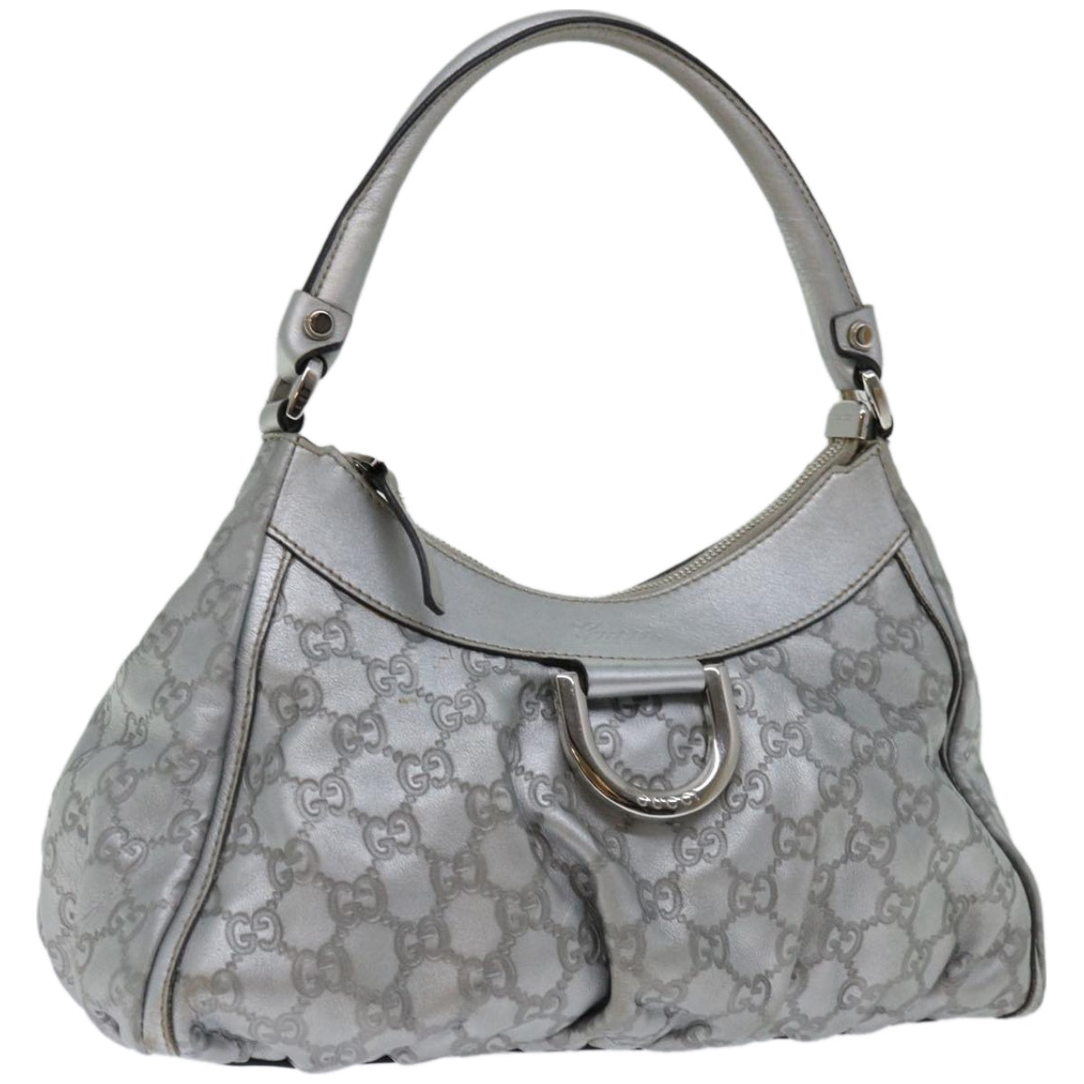 GUCCI GG Canvas Guccissima Hand Bag Silver 190525 Auth ep3397