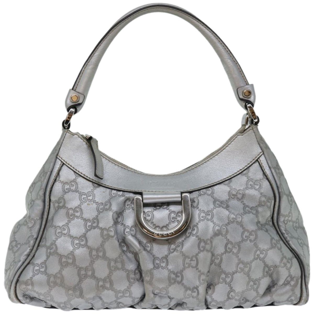 GUCCI GG Canvas Guccissima Hand Bag Silver 190525 Auth ep3397