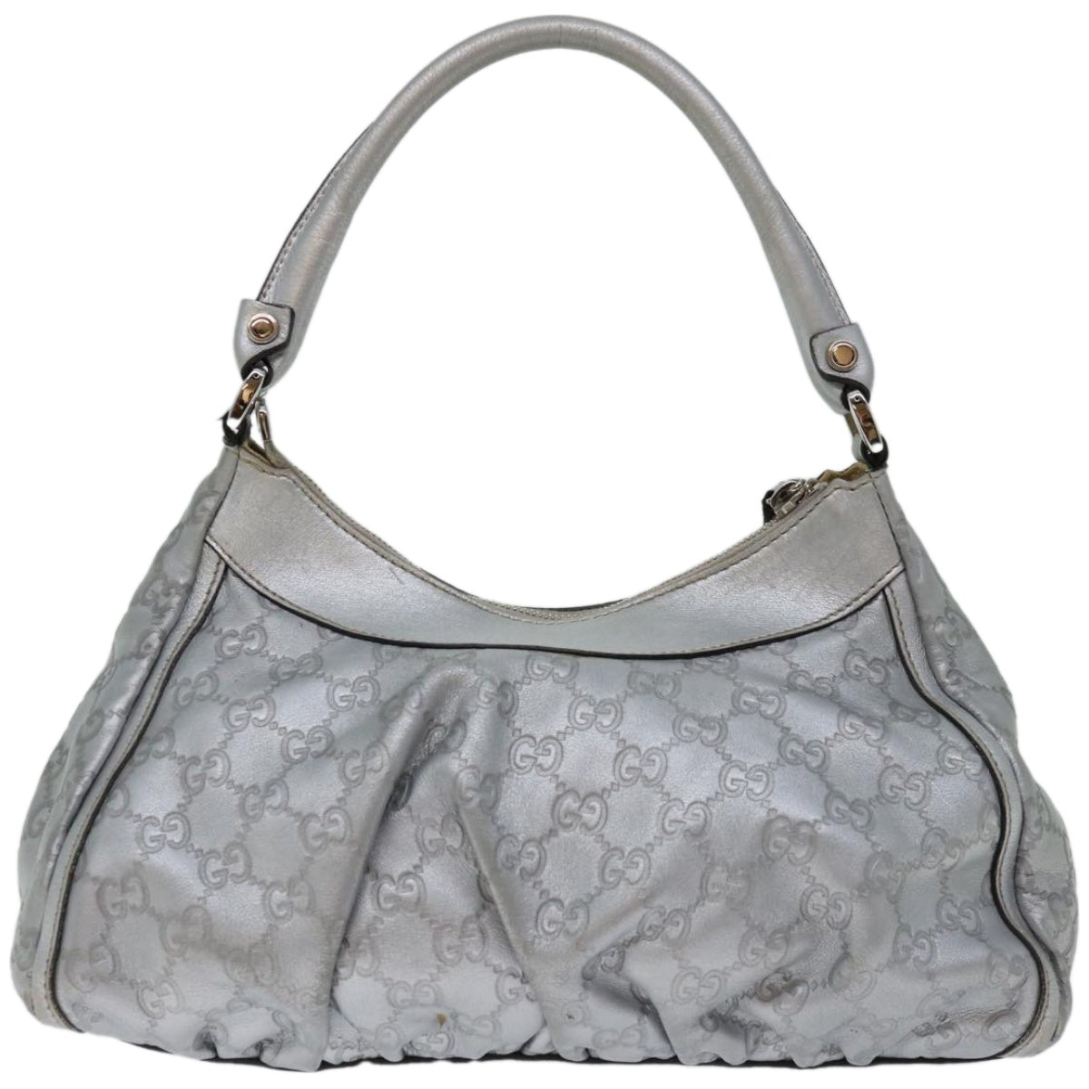 GUCCI GG Canvas Guccissima Hand Bag Silver 190525 Auth ep3397