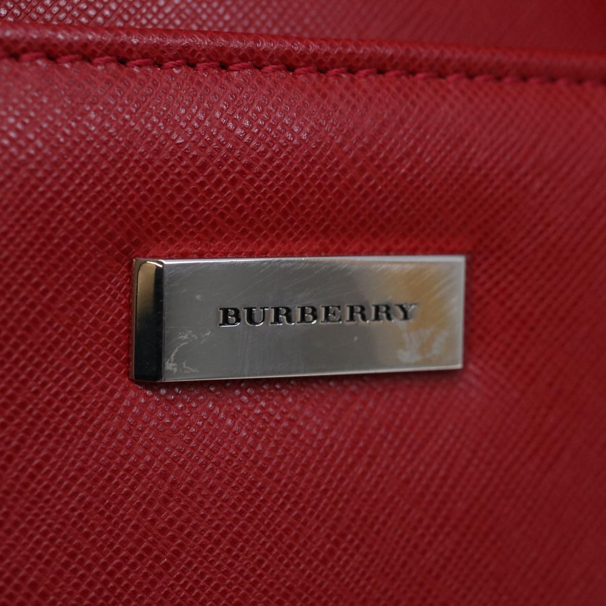 BURBERRY Hand Bag Safiano leather Red Auth ep3405