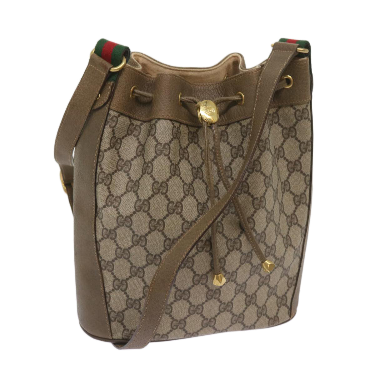 GUCCI GG Supreme Web Sherry Line Shoulder Bag PVC Beige 41 02 034 Auth ep3406