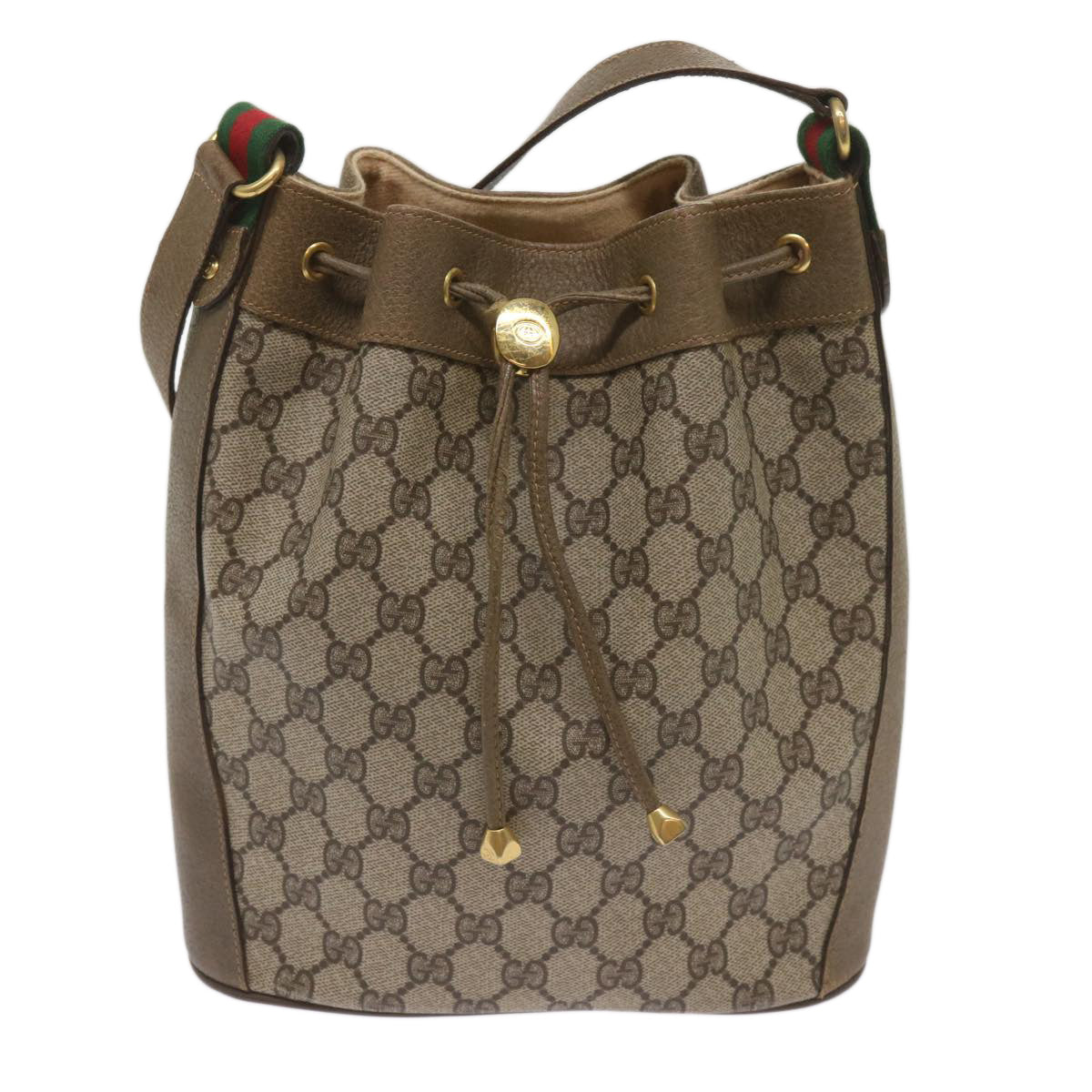 GUCCI GG Supreme Web Sherry Line Shoulder Bag PVC Beige 41 02 034 Auth ep3406