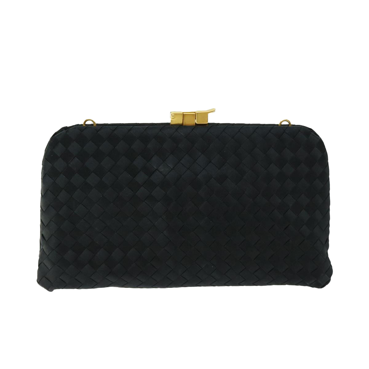 BOTTEGAVENETA INTRECCIATO Pouch Satin Black Auth ep3407