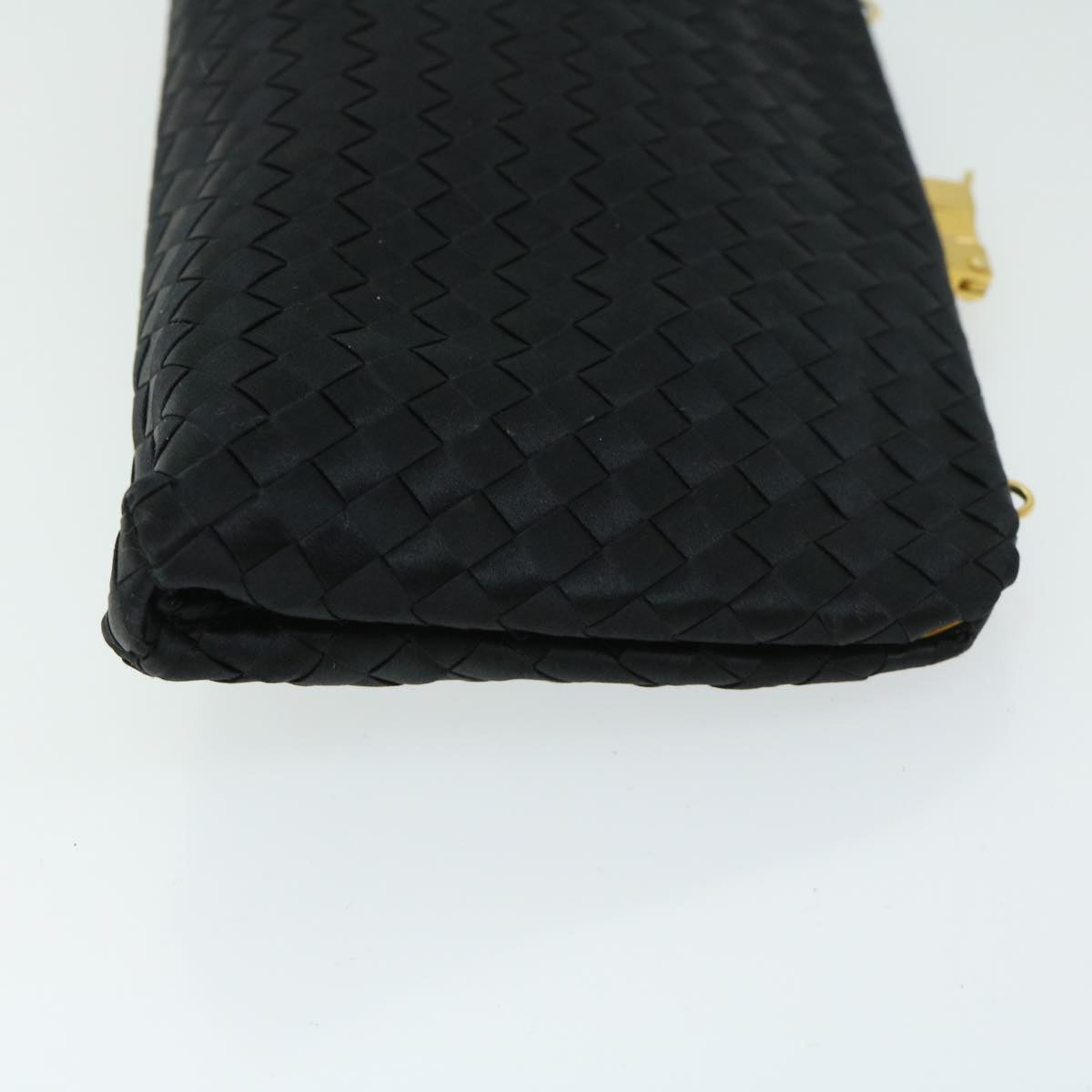 BOTTEGAVENETA INTRECCIATO Pouch Satin Black Auth ep3407