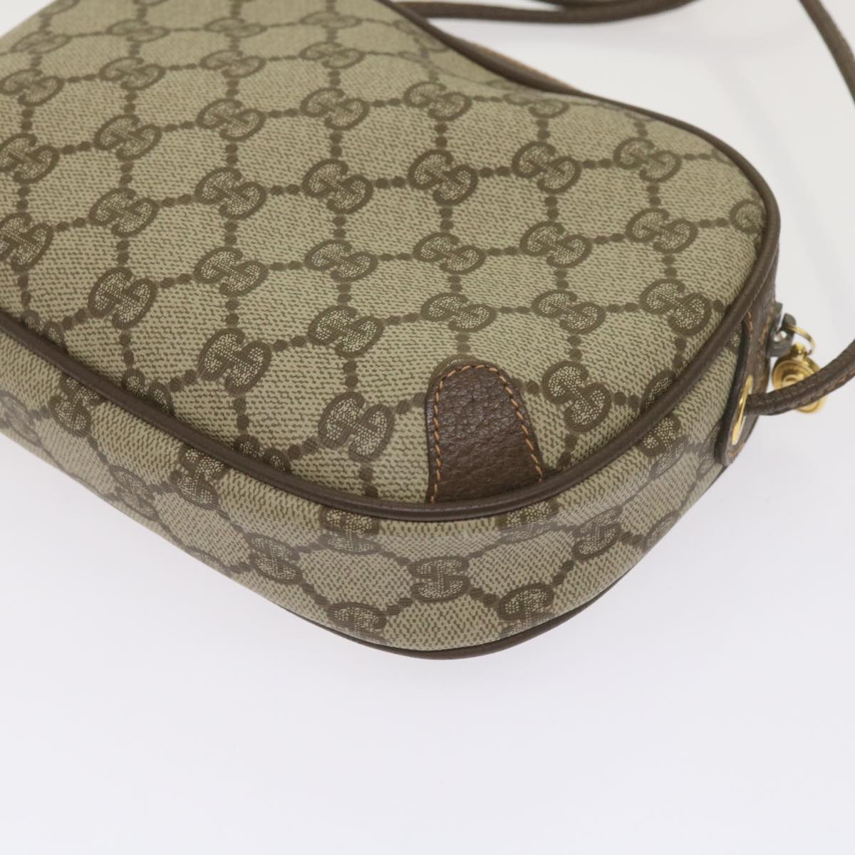 GUCCI GG Supreme Web Sherry Line Shoulder Bag PVC Beige 156 02 066 Auth ep3422