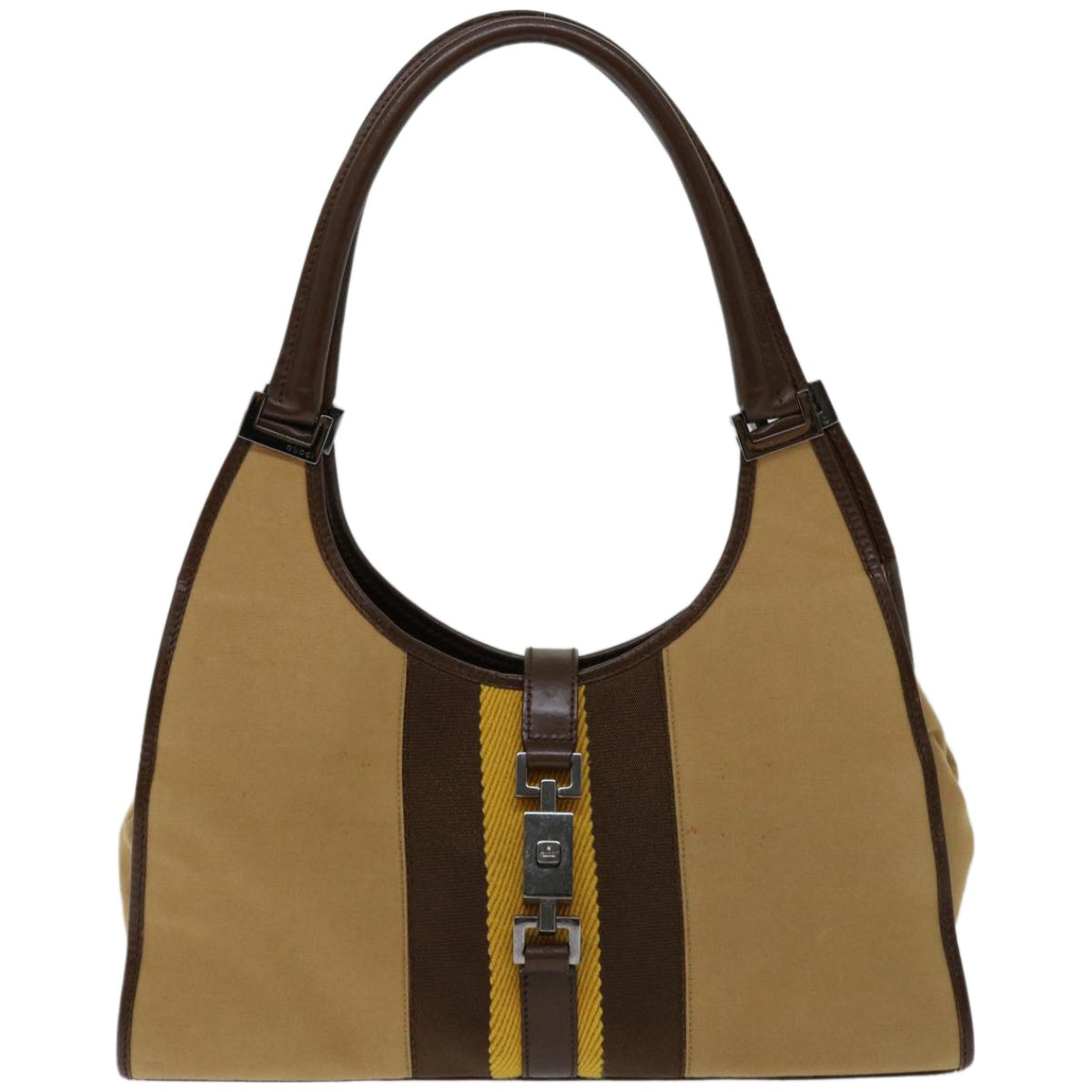 GUCCI Jackie Hand Bag Canvas Brown Beige yellow 002 1067 2123 Auth ep3424