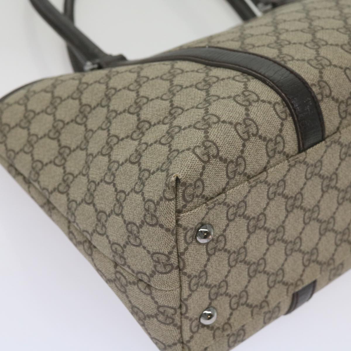 GUCCI GG Supreme Tote Bag PVC Beige 114595 Auth ep3427