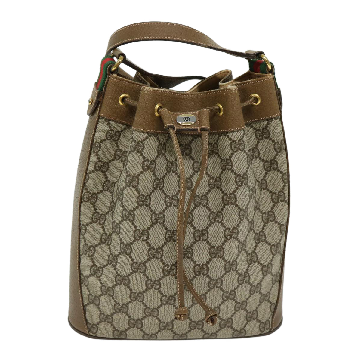 GUCCI GG Supreme Web Sherry Line Shoulder Bag PVC Beige 41 02 034 Auth ep3452