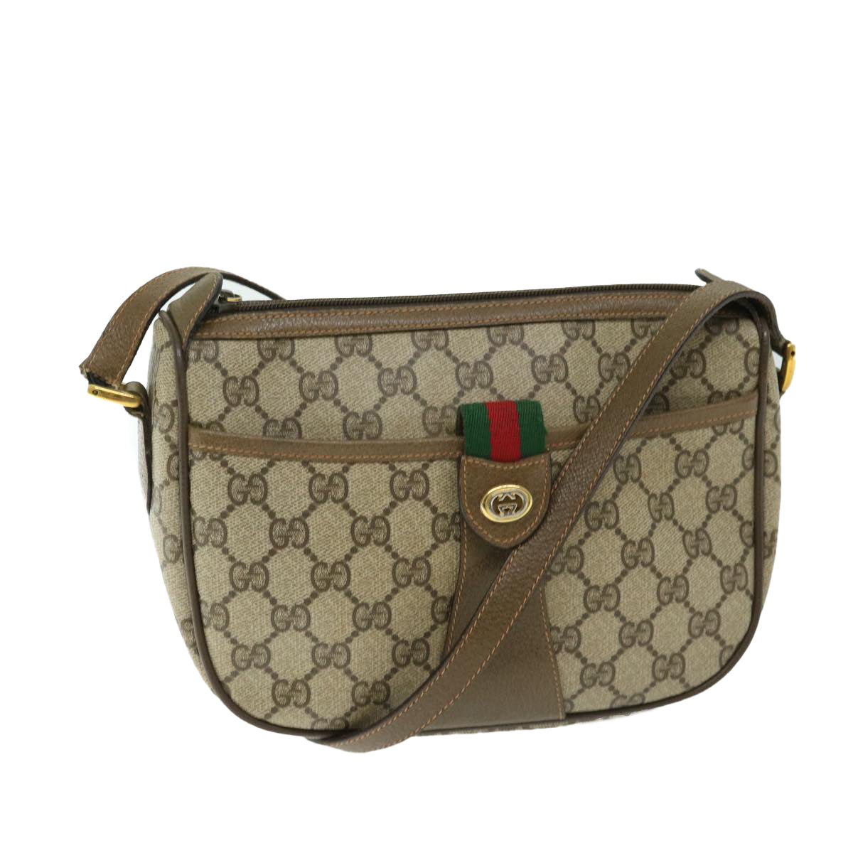 GUCCI GG Supreme Web Sherry Line Shoulder Bag PVC Beige 89 02 032 Auth ep3457