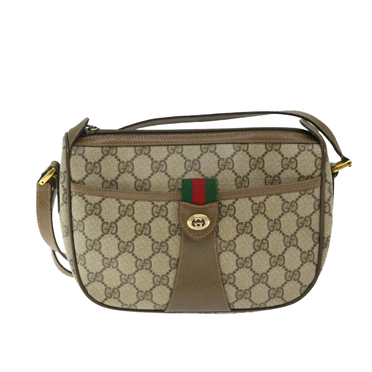 GUCCI GG Supreme Web Sherry Line Shoulder Bag PVC Beige 89 02 032 Auth ep3457