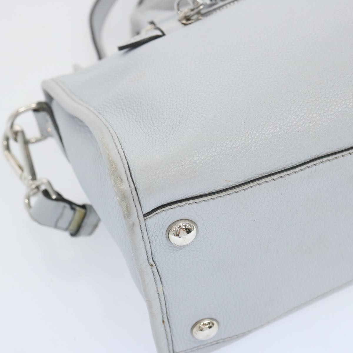 PRADA Hand Bag Leather 2way Gray Auth ep3471