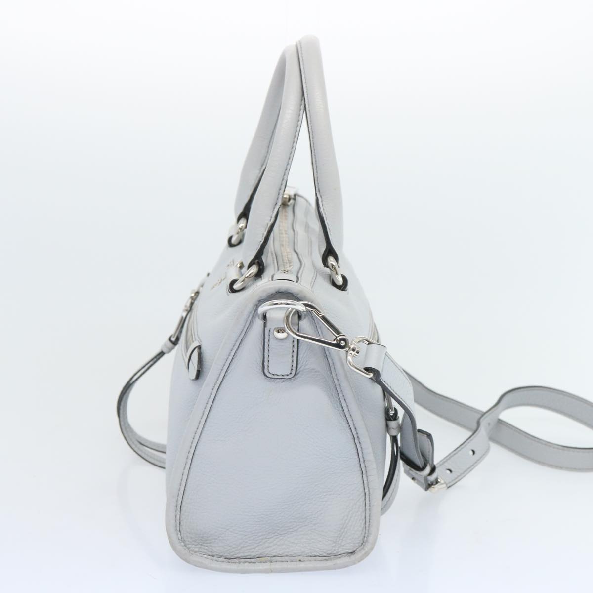 PRADA Hand Bag Leather 2way Gray Auth ep3471