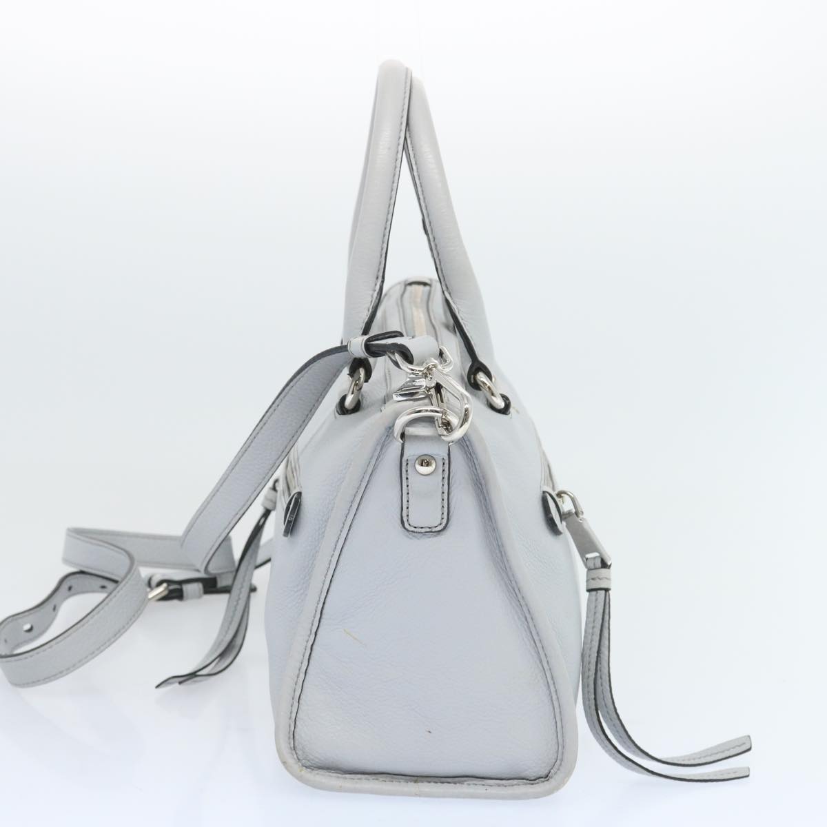 PRADA Hand Bag Leather 2way Gray Auth ep3471