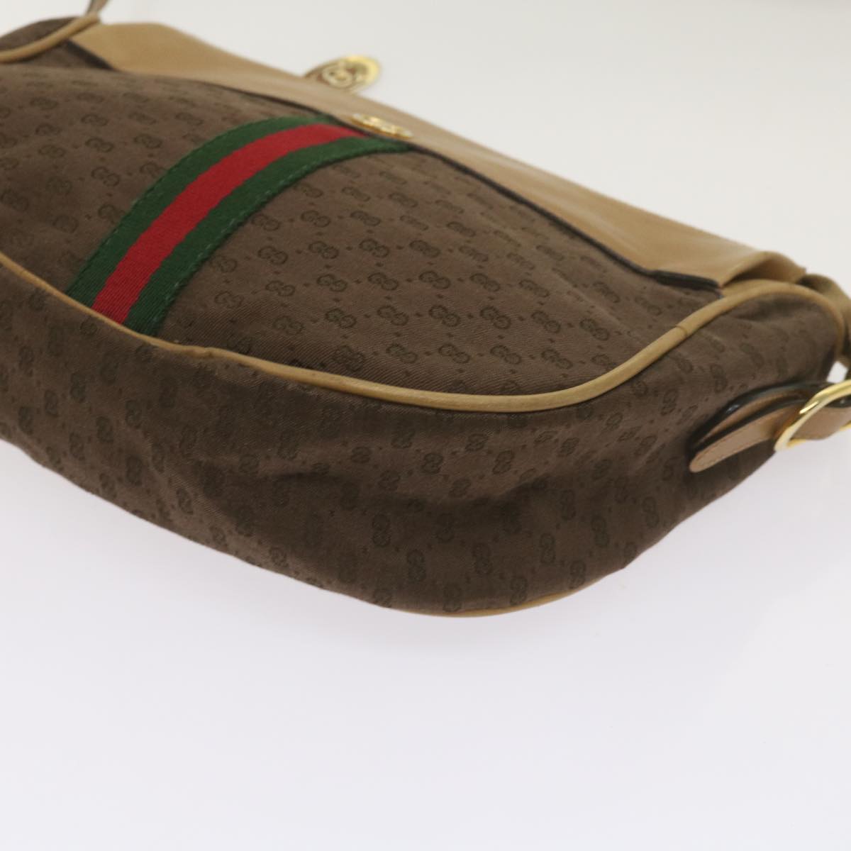 GUCCI Micro GG Canvas Web Sherry Line Shoulder Bag Brown 67 01 4001 Auth ep3482