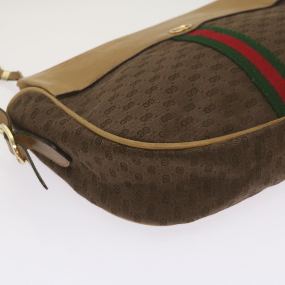 GUCCI Micro GG Canvas Web Sherry Line Shoulder Bag Brown 67 01 4001 Auth ep3482