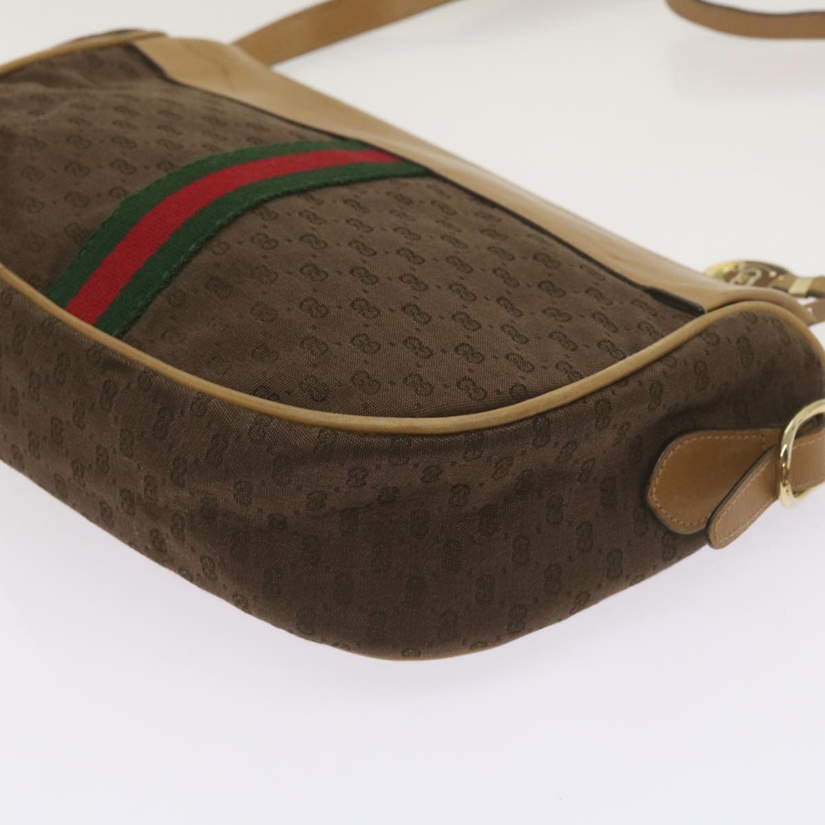 GUCCI Micro GG Canvas Web Sherry Line Shoulder Bag Brown 67 01 4001 Auth ep3482