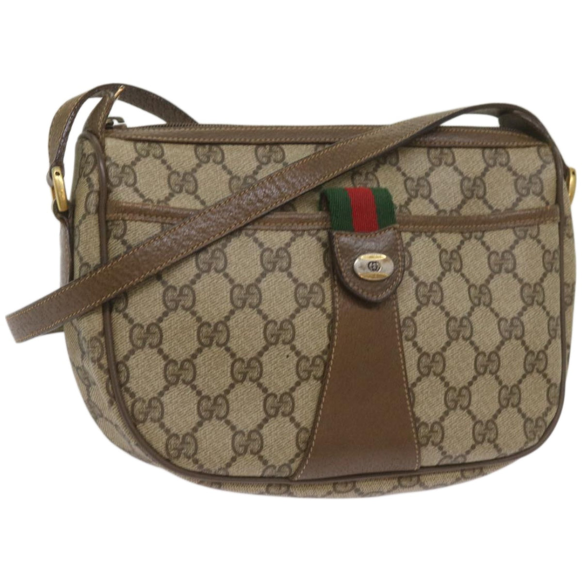 GUCCI GG Supreme Web Sherry Line Shoulder Bag Red Beige 89 02 032 Auth ep3508