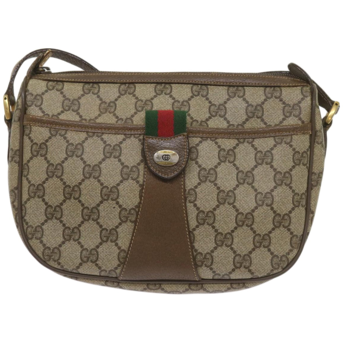 GUCCI GG Supreme Web Sherry Line Shoulder Bag Red Beige 89 02 032 Auth ep3508