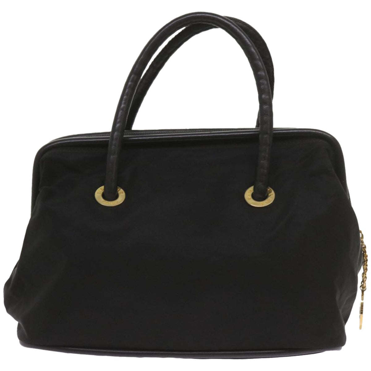 CELINE Hand Bag Nylon Black Auth ep3513