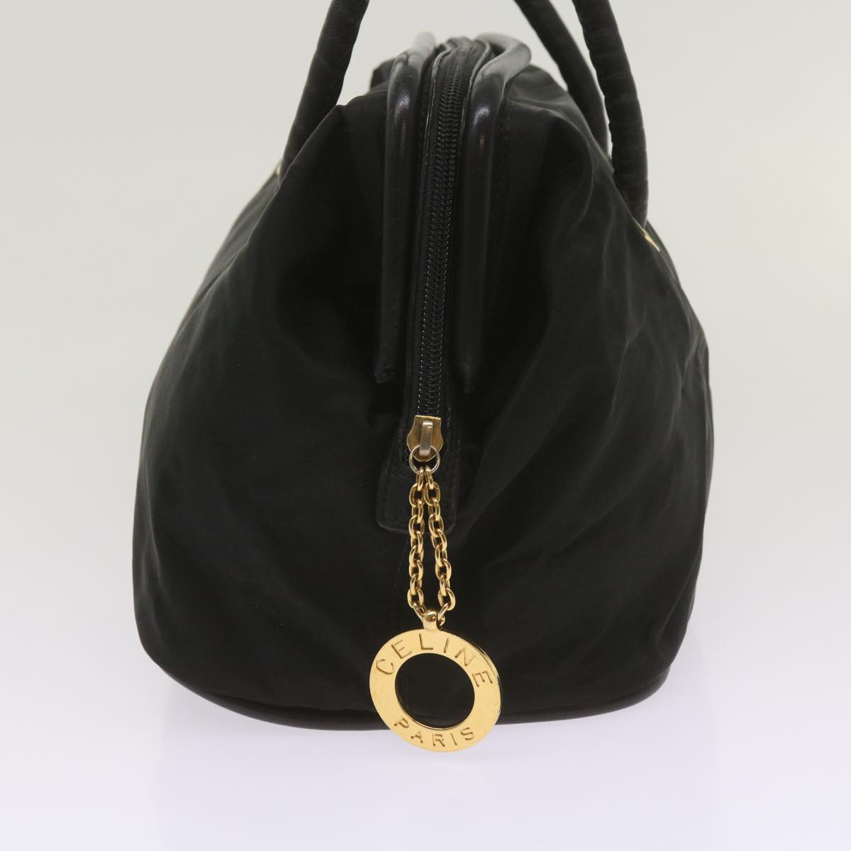 CELINE Hand Bag Nylon Black Auth ep3513