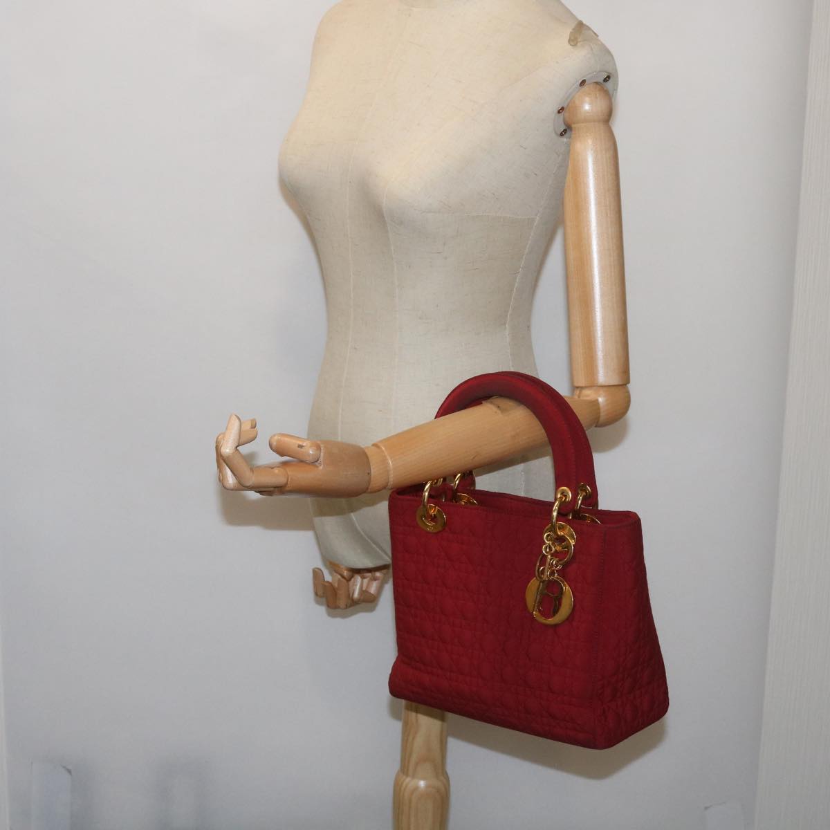 Christian Dior Canage Hand Bag Nylon Red Auth ep3553