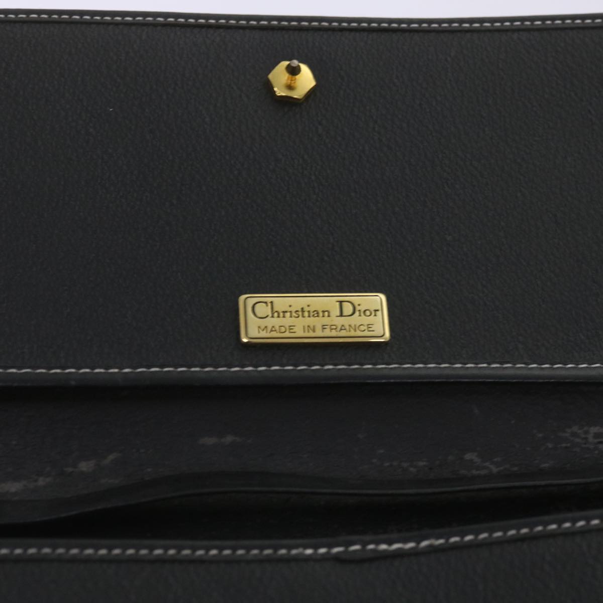 Christian Dior Honeycomb Canvas Chain Shoulder Bag PVC Leather Black Auth ep3566