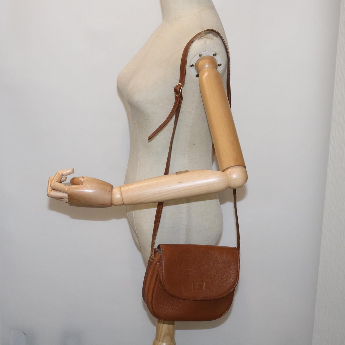 Burberrys Shoulder Bag Leather Brown Auth ep3582