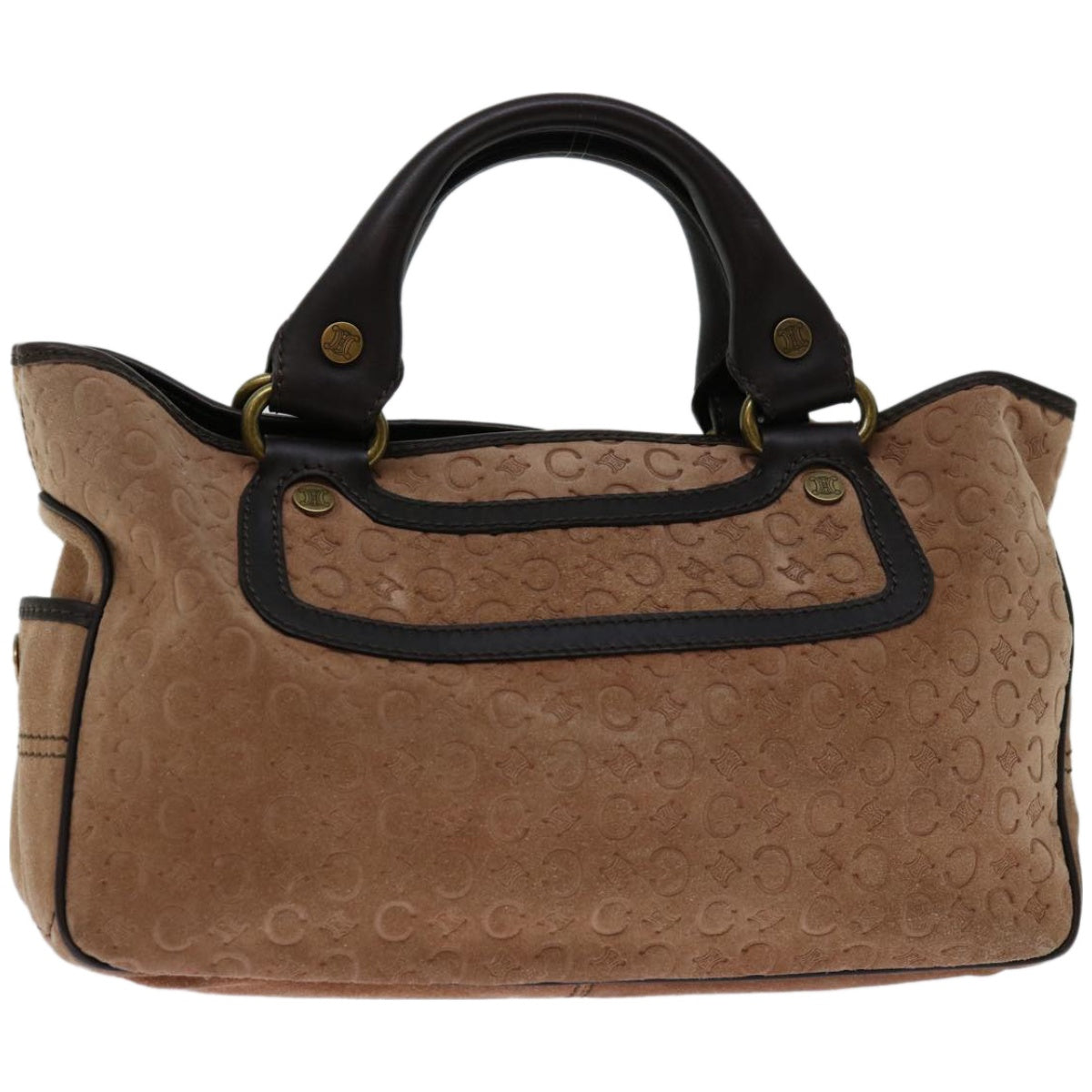 CELINE Hand Bag Suede Brown Auth ep3598