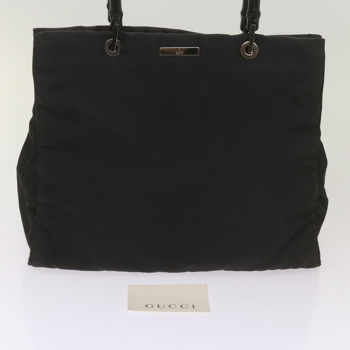 GUCCI Bamboo Hand Bag Canvas Black 002 1010 Auth ep3620