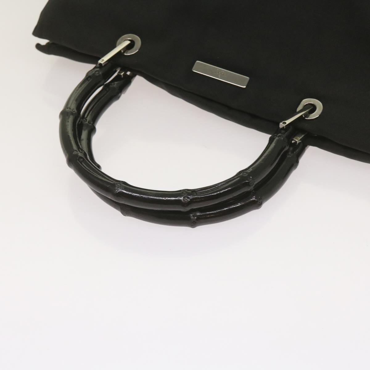 GUCCI Bamboo Hand Bag Canvas Black 002 1010 Auth ep3620