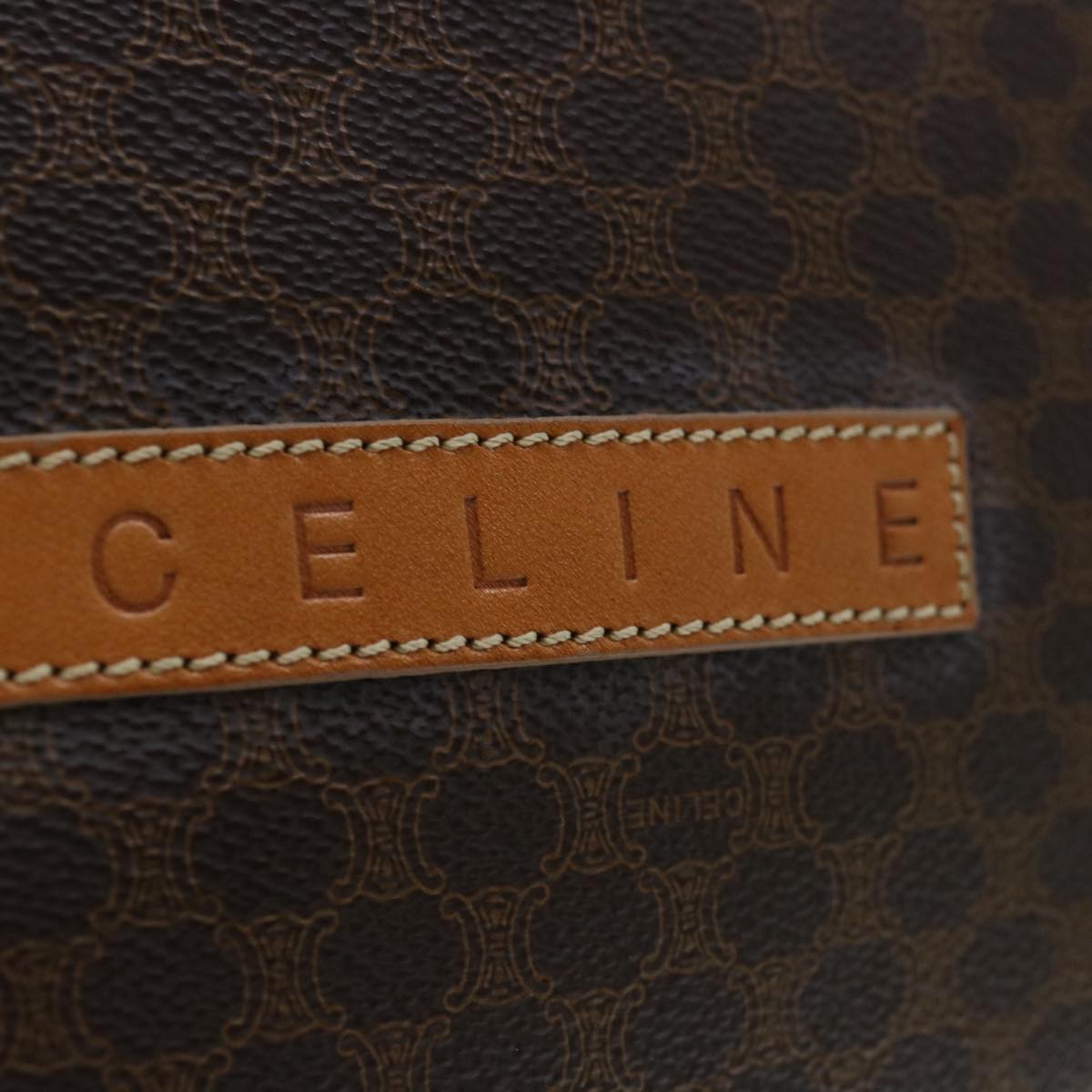 CELINE Macadam Canvas Hand Bag PVC Brown Auth ep3632