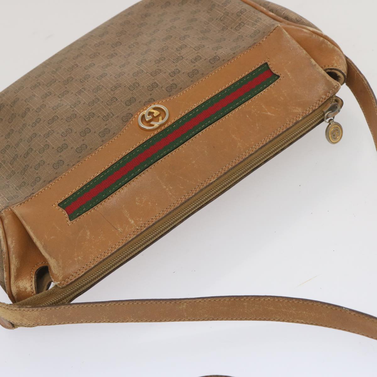 GUCCI Micro GG Supreme Web Sherry Line Bag Beige Green 001 115 0918 Auth ep3640