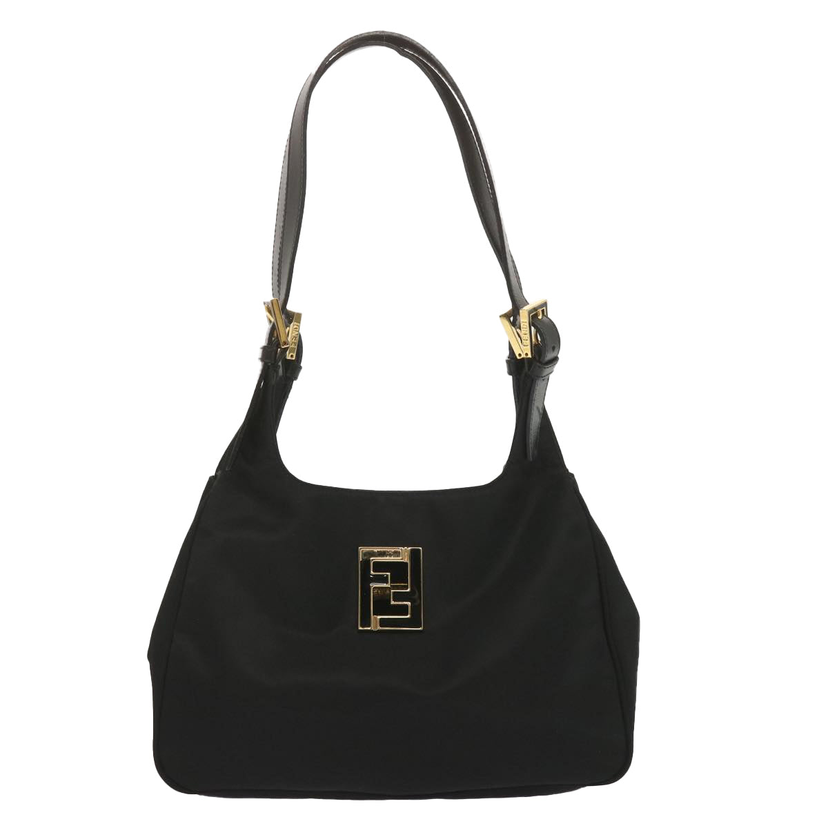 FENDI Shoulder Bag Nylon Black Auth ep3642