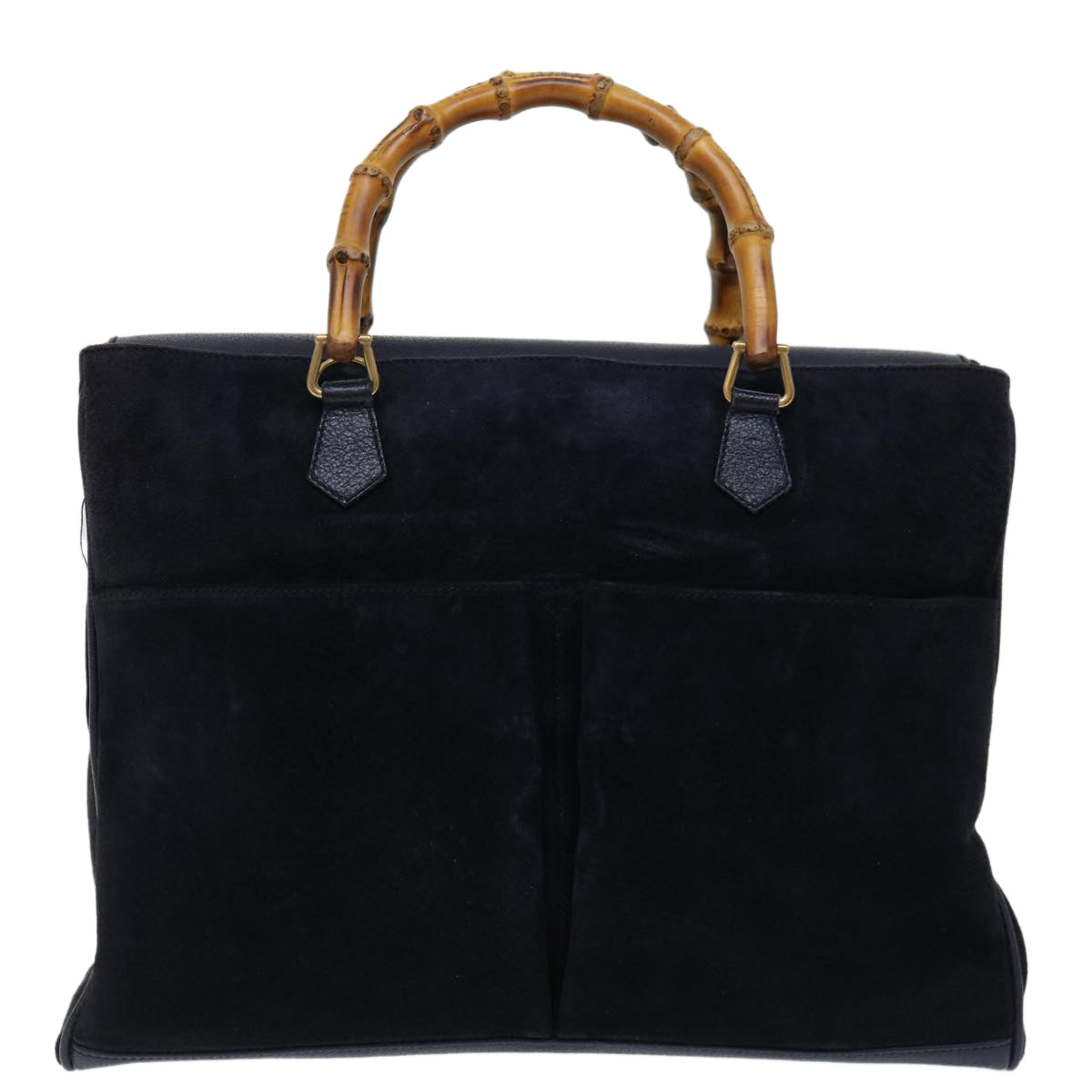 GUCCI Bamboo Tote Bag Suede 2way Black 002 2855 Auth ep3654