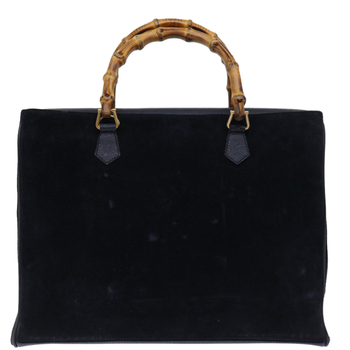 GUCCI Bamboo Tote Bag Suede 2way Black 002 2855 Auth ep3654