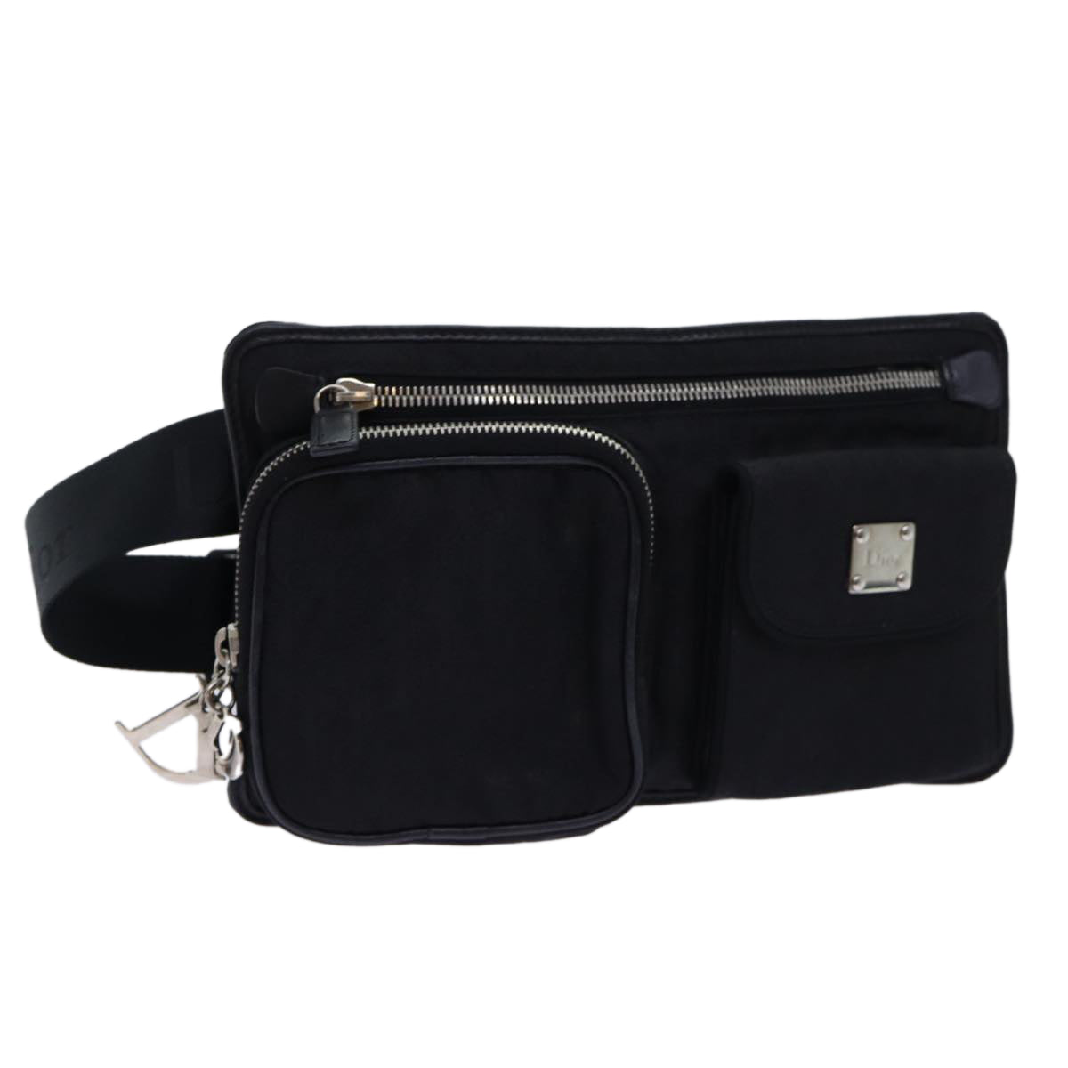 Christian Dior Trotter Canvas Waist bag Black Auth ep3700