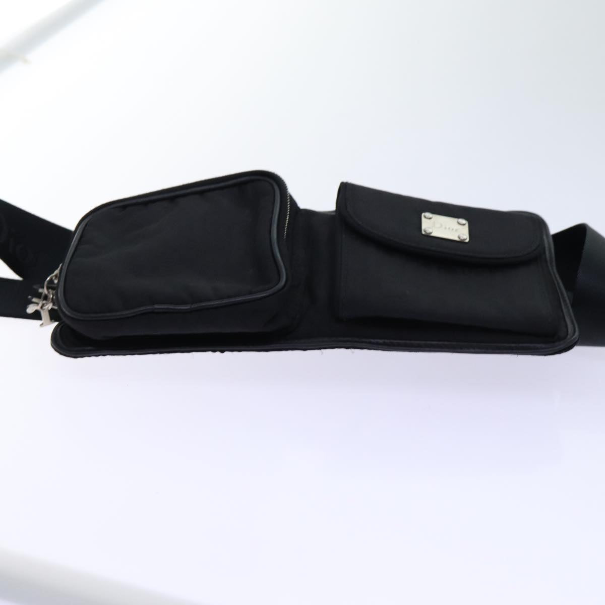 Christian Dior Trotter Canvas Waist bag Black Auth ep3700