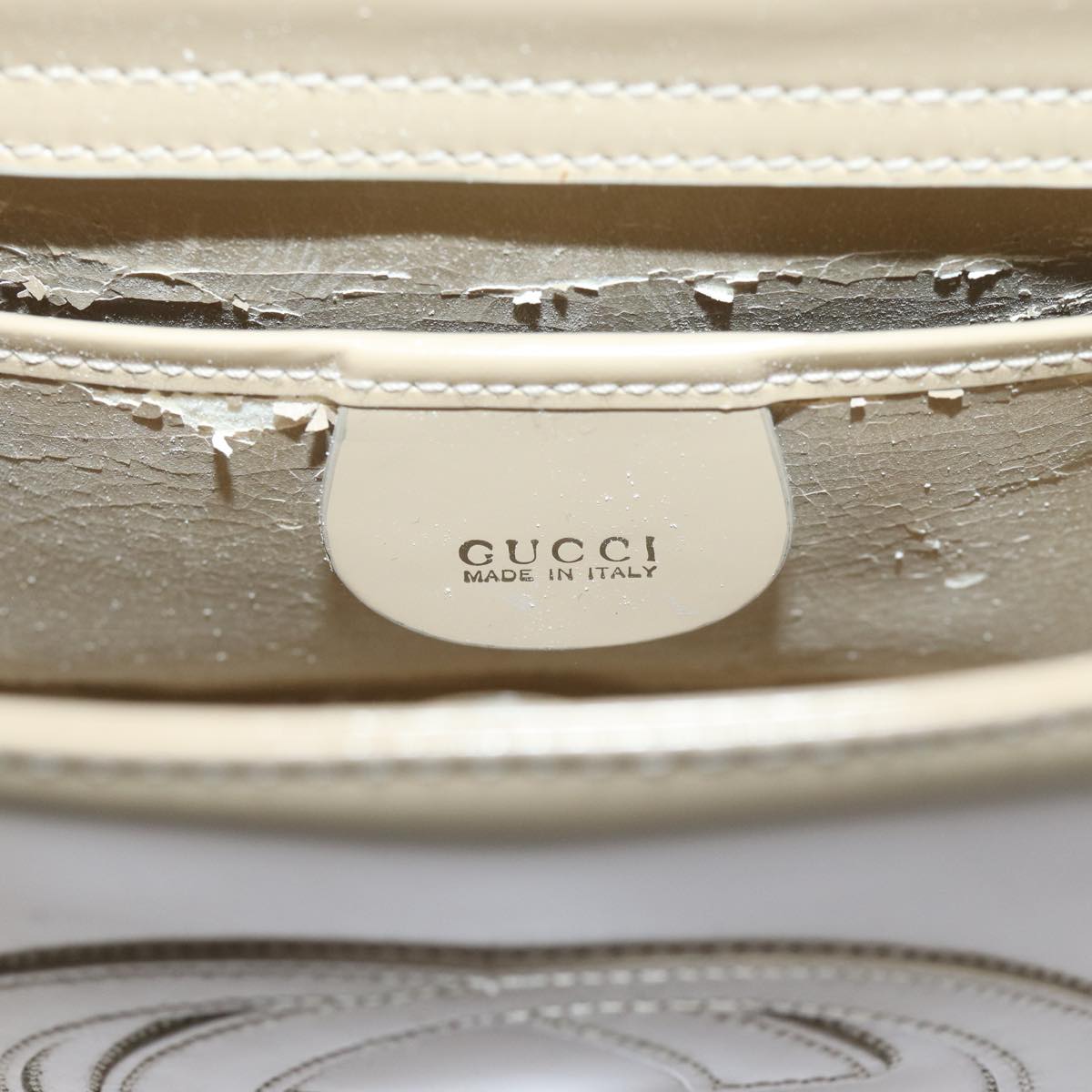 GUCCI Hand Bag Patent leather Beige 007 2046 0249 Auth ep3712