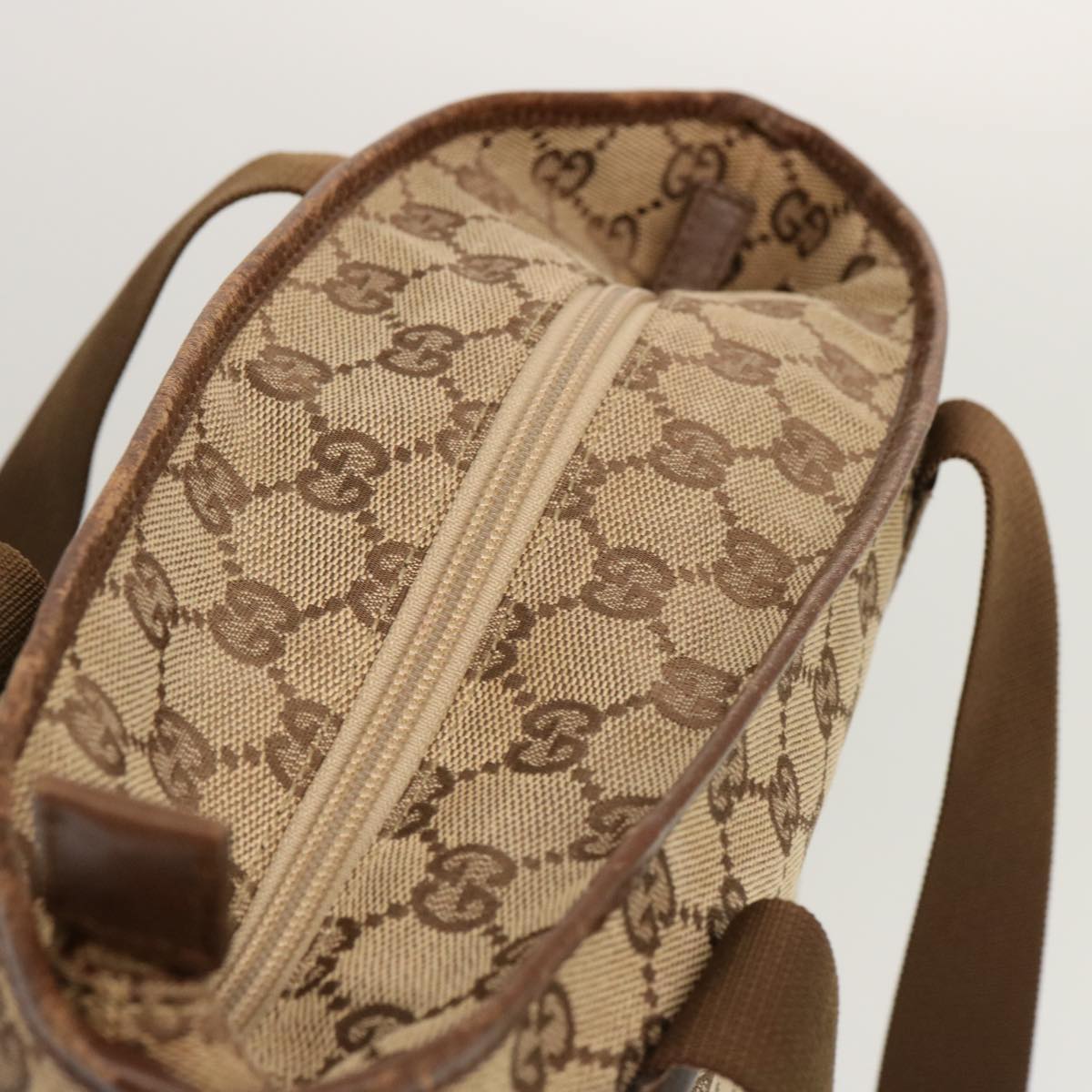 GUCCI GG Canvas Tote Bag Beige Brown 019 0401 Auth ep3771