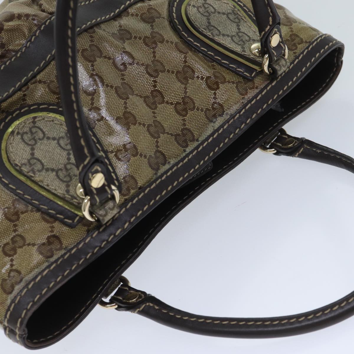 GUCCI GG Crystal Canvas Hand Bag Beige 223964 Auth ep3772