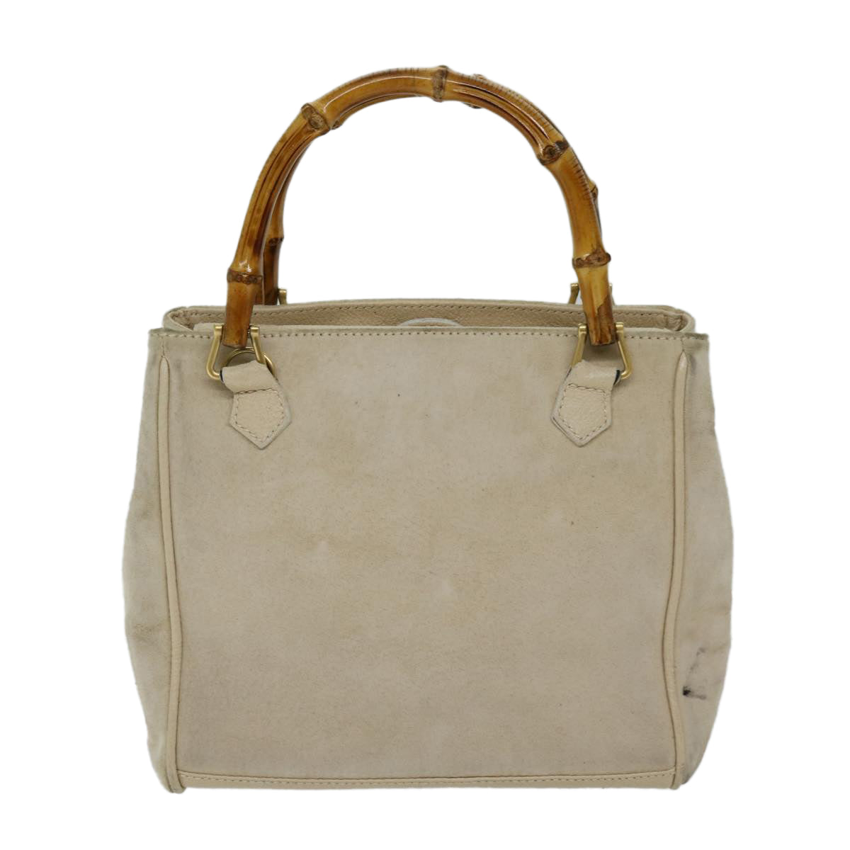 GUCCI Bamboo Hand Bag Suede 2way Beige Auth ep3780