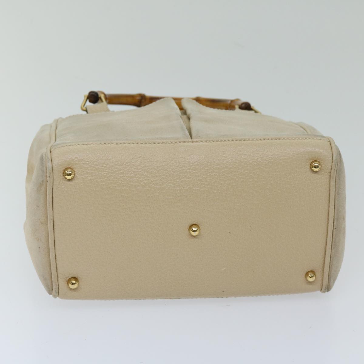 GUCCI Bamboo Hand Bag Suede 2way Beige Auth ep3780