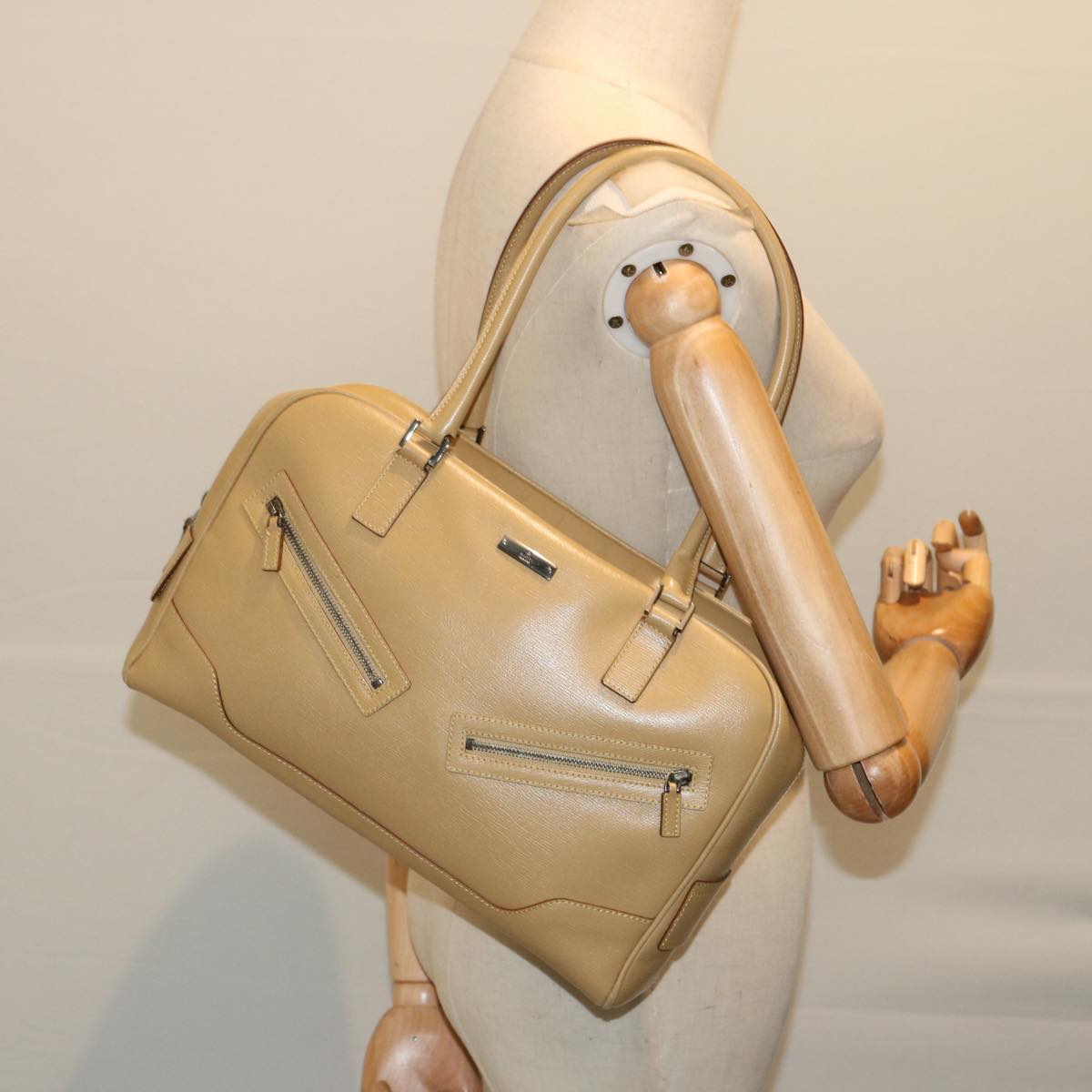 GUCCI Hand Bag Leather Beige 002 1115 Auth ep3789