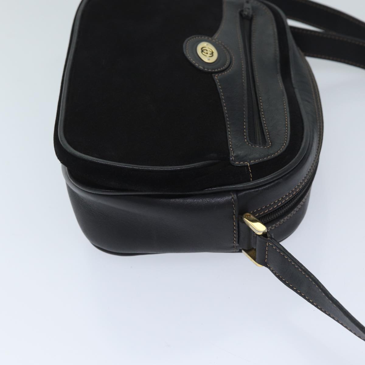 GUCCI Shoulder Bag Suede Black Auth ep3790